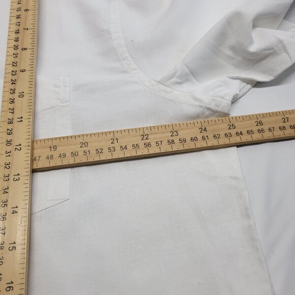 Sedyrak Mens Shirt Linen Blend XL Button Up Short Sleeve White Premium NWT - Picture 12 of 13